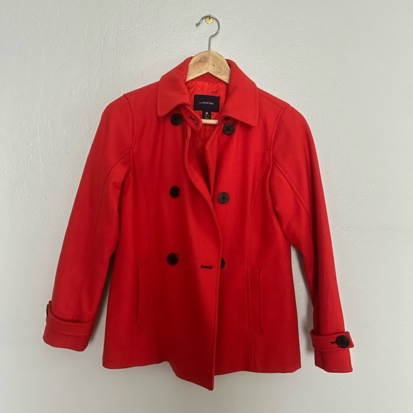 Lands’ End Red Wool Blend Pea Coat - Picture 9 of 9